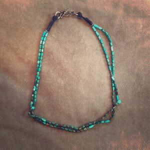 Turquoise and leather necklace